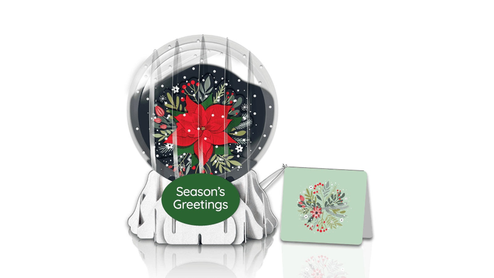 Poinsettia in Bloom 3" Globe Greeting Card