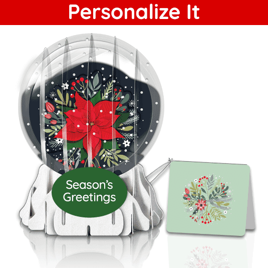 Poinsettia in Bloom 3" Globe Greeting Card