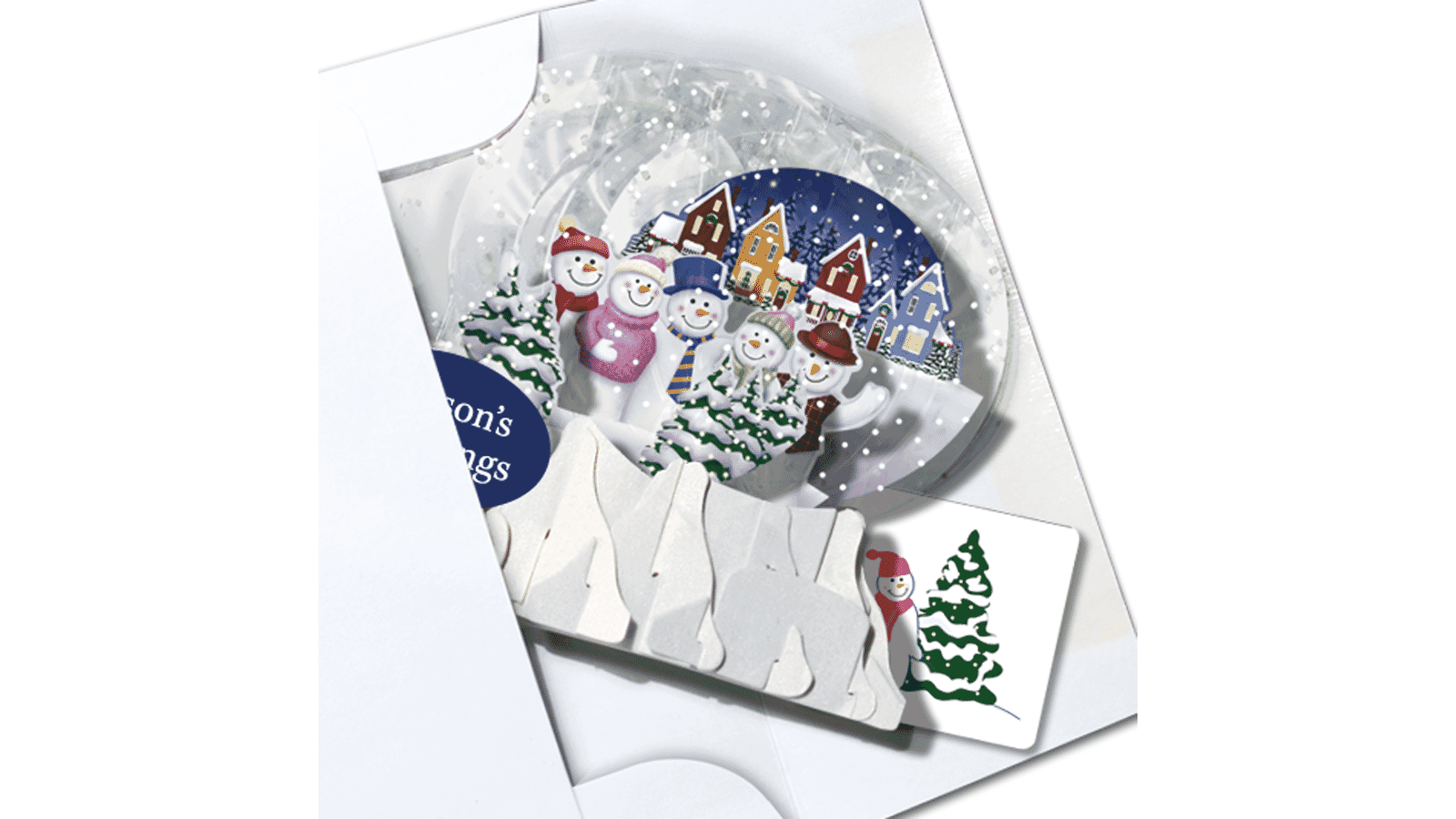 Snowmen 3" Globe Greeting Card