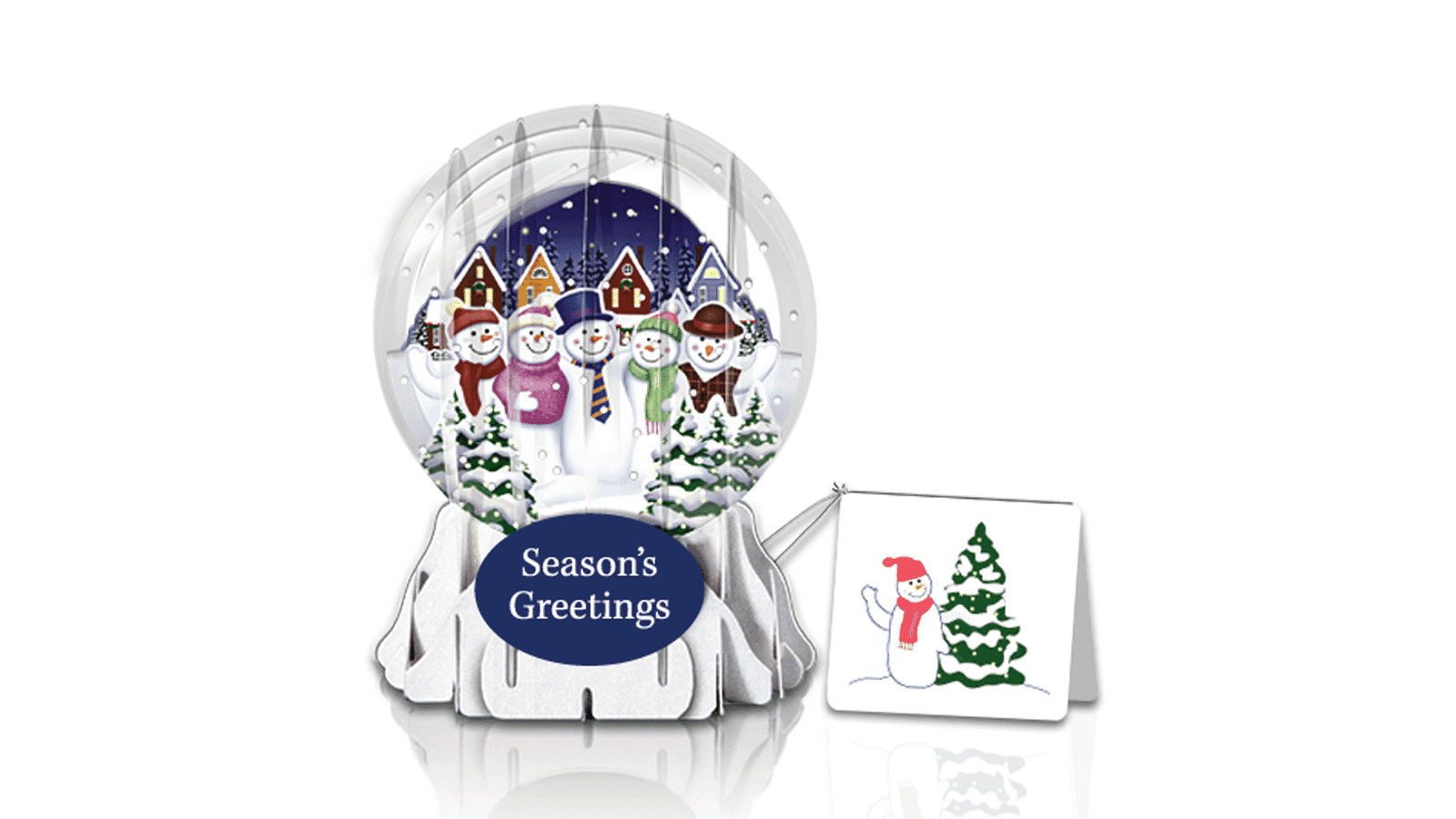 Snowmen 3" Globe Greeting Card