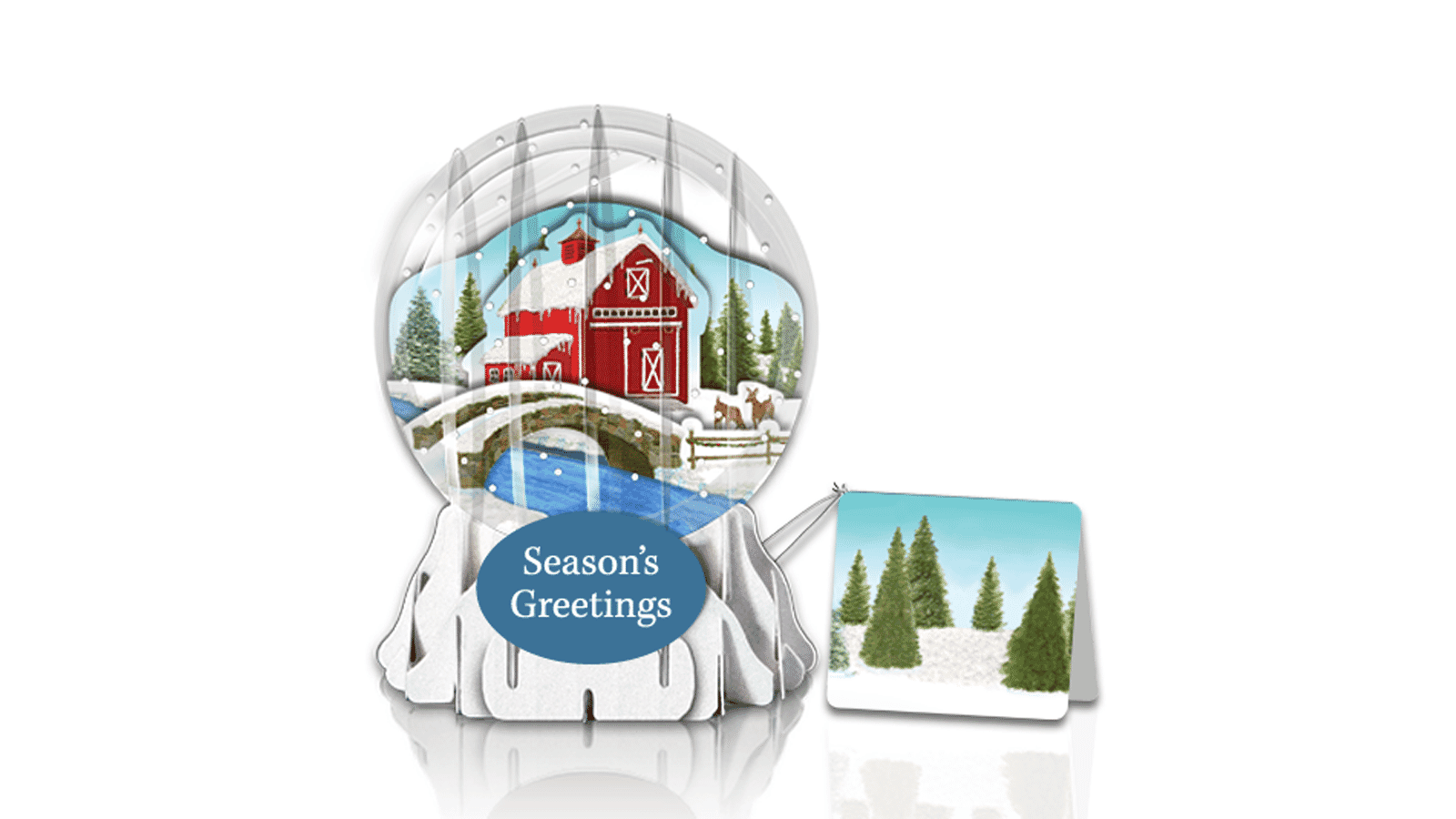 Winter Barn 3" Globe Greeting Card 