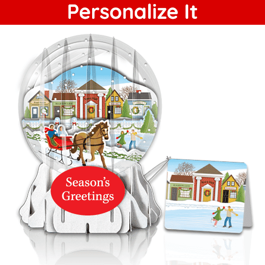 Sleigh Ride 3" Globe Greeting Card