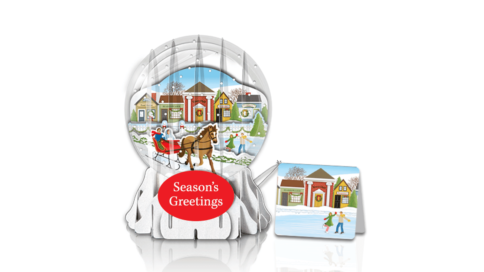 Sleigh Ride 3" Globe Greeting Card