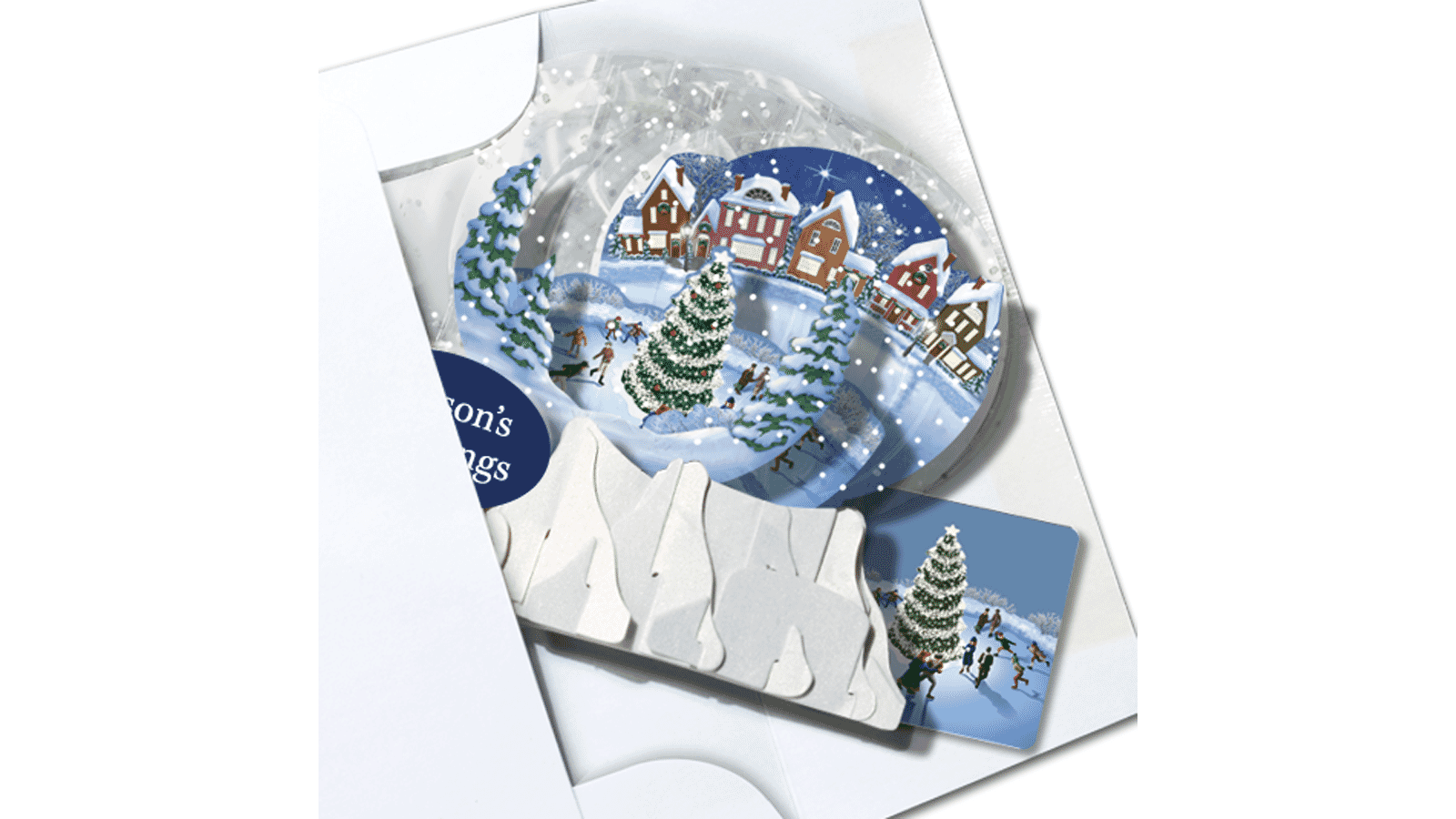 Skating Village 3" Globe Greeting Card