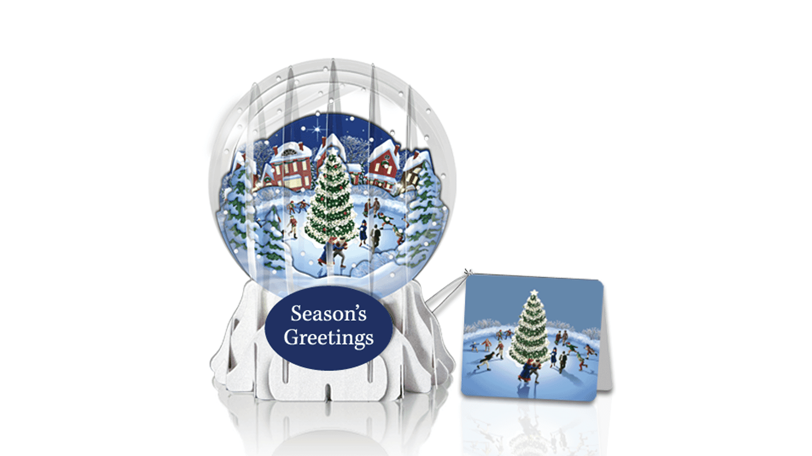 Skating Village 3" Globe Greeting Card