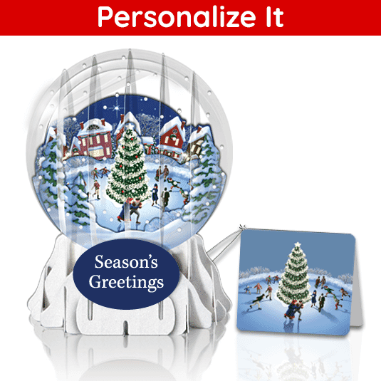 Skating Village 3" Globe Greeting Card