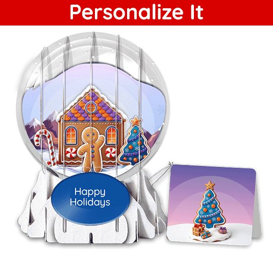 Gingerbread Dream Cottage 3" Globe Greeting Card