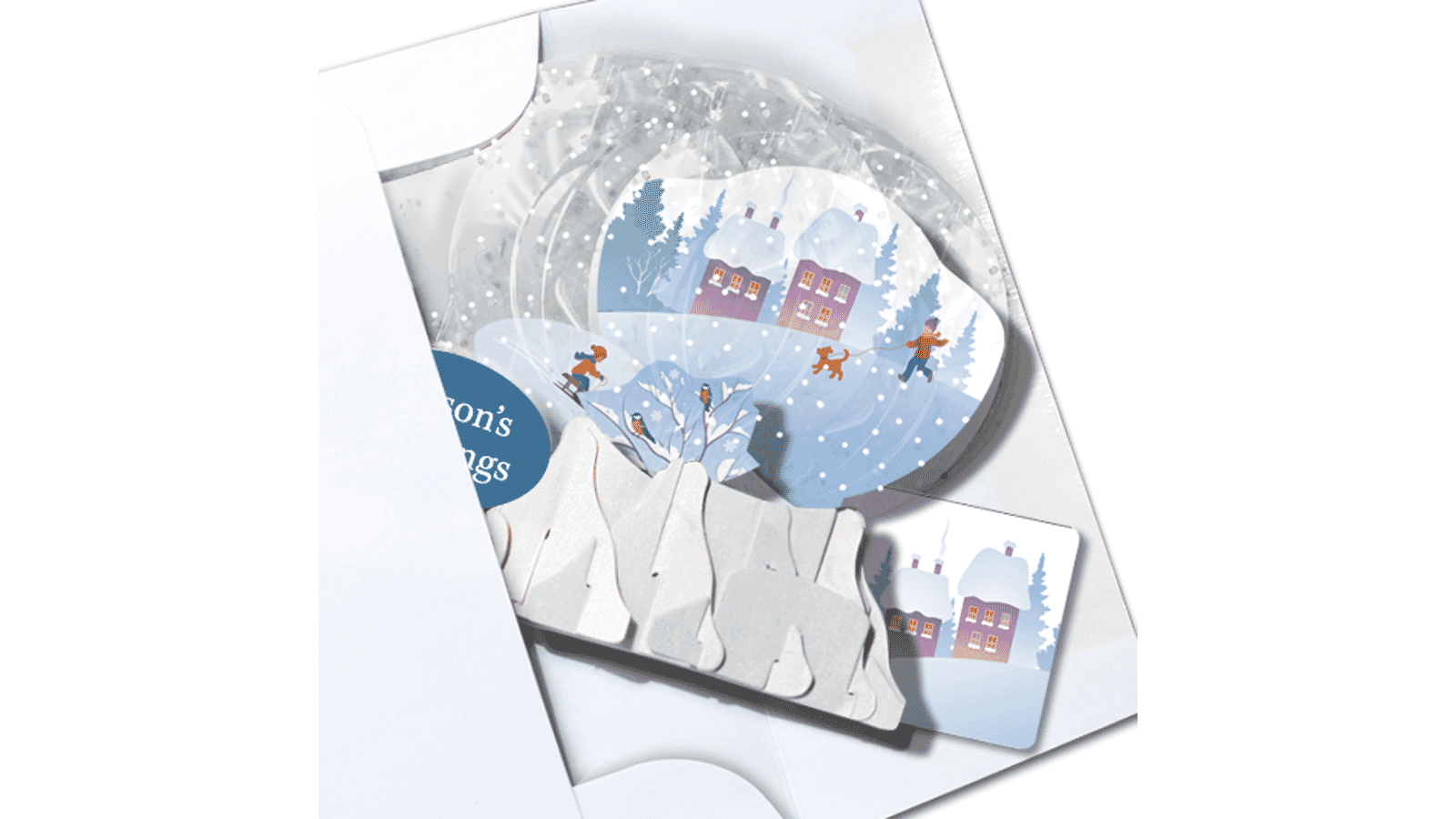 Sledding 3" Globe Greeting Card