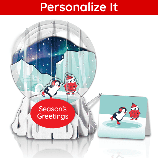 Penguin Pals 3" Globe Greeting Card