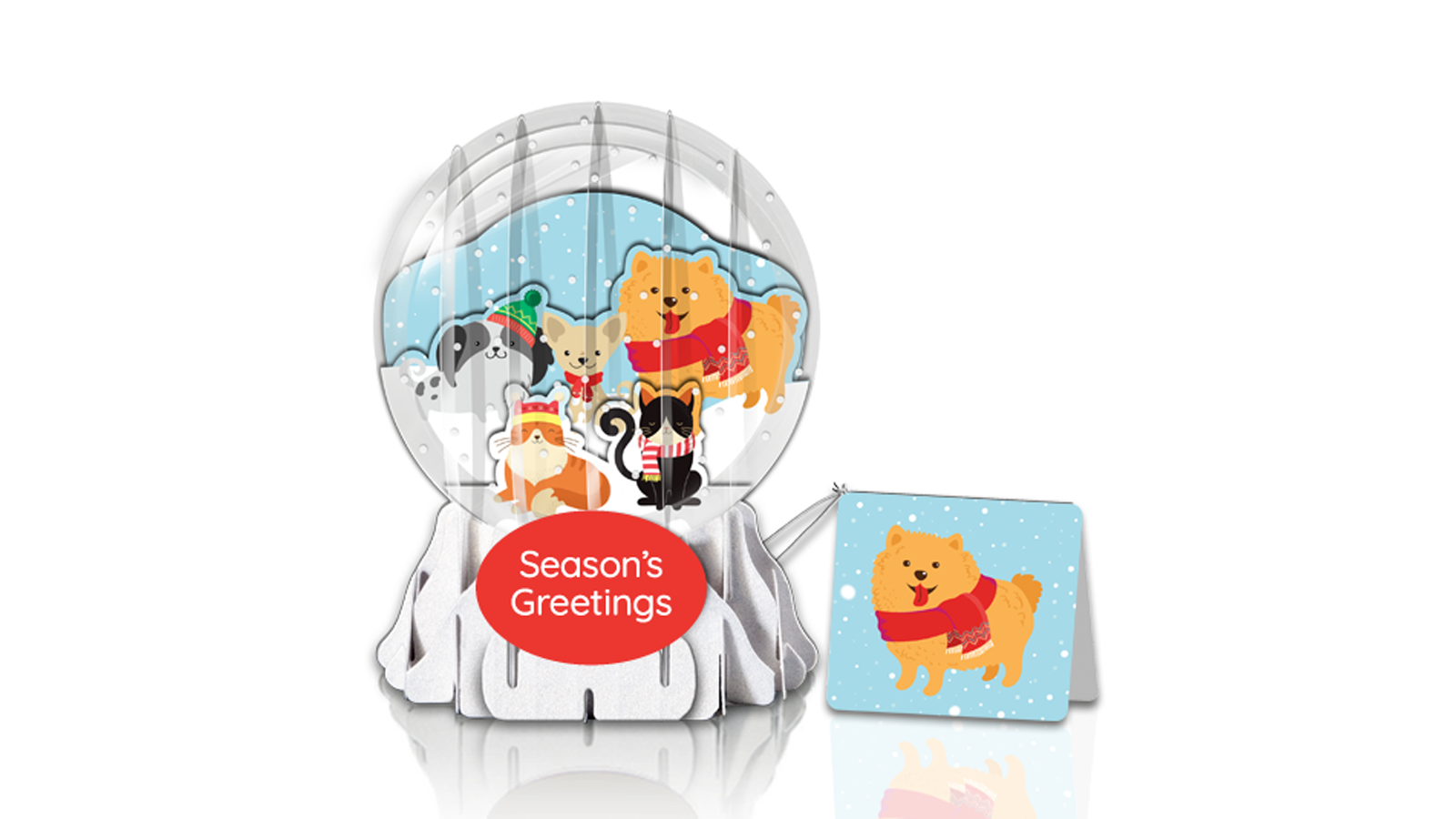 Furry Friends 3" Globe Greeting Card