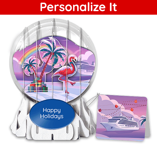 Bon Voyage Flamingo 3" Globe Greeting Card
