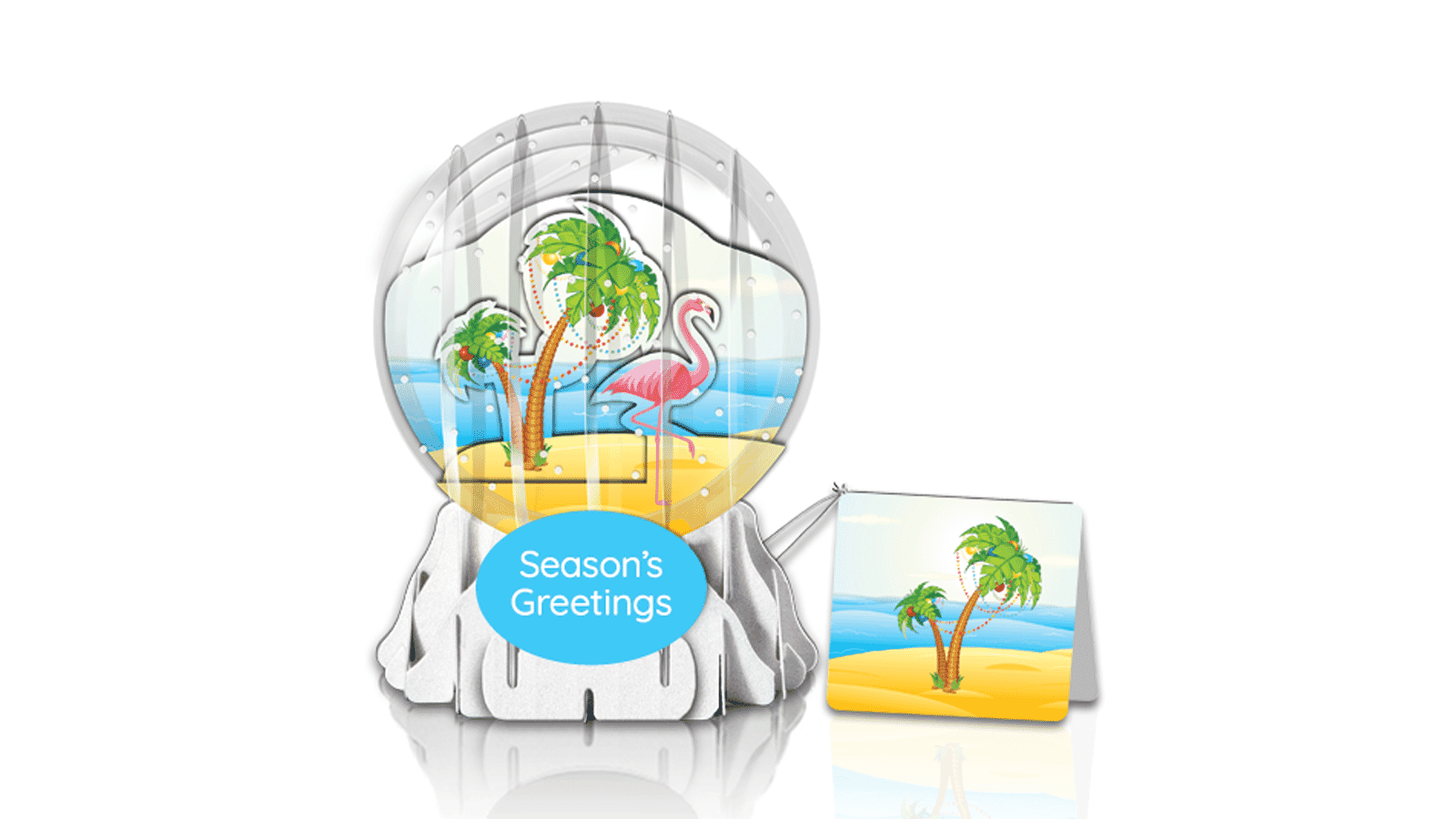 Festive Flamingo 3" Globe Greeting Card