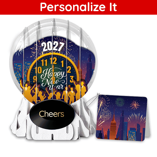 3... 2... 1... Happy New Year! 3" Globe Greeting Card