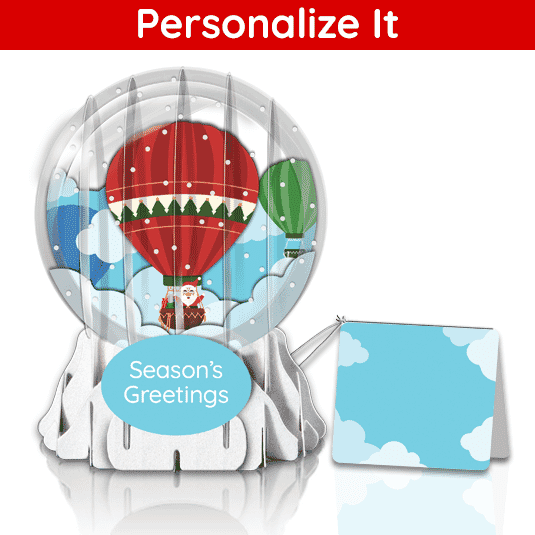 Santa's Hot Air Balloon Globe Greeting Card