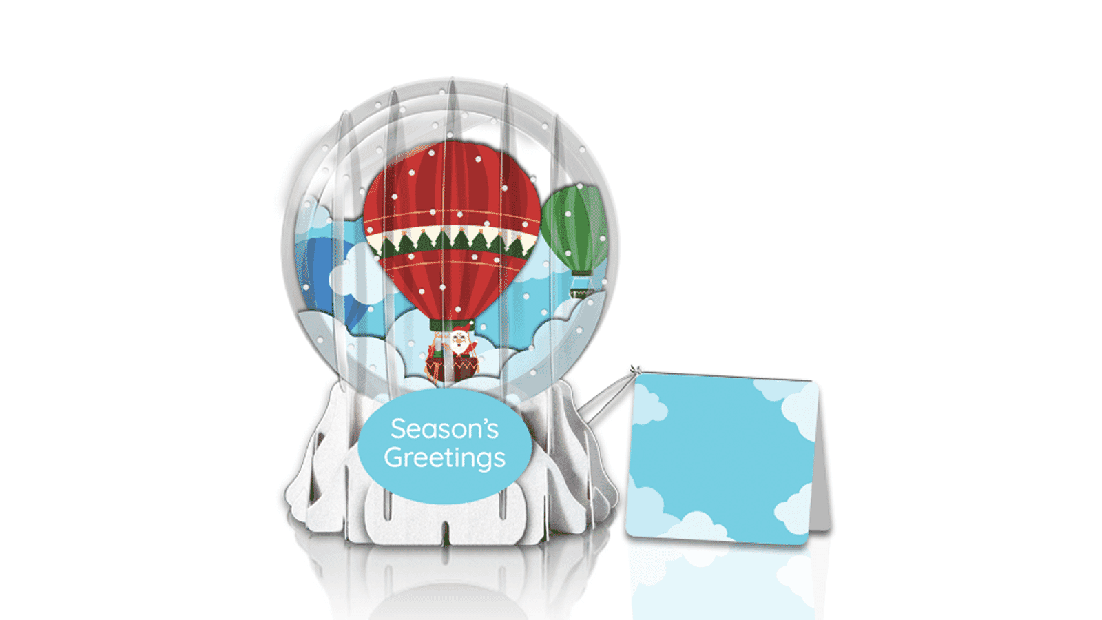 Santa's Hot Air Balloon Globe Greeting Card