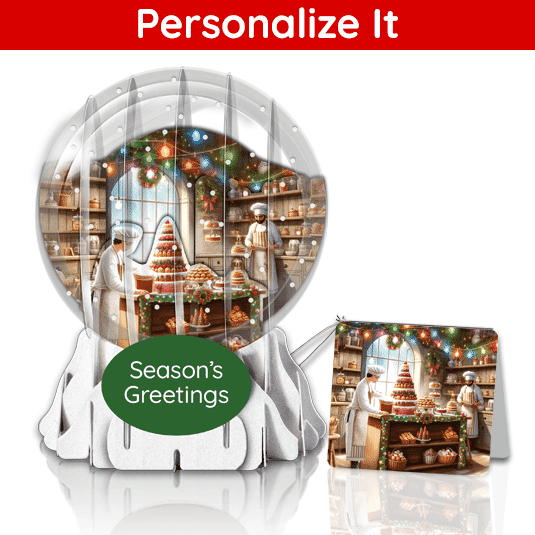 Holiday Bakery 3" Globe Greeting Card