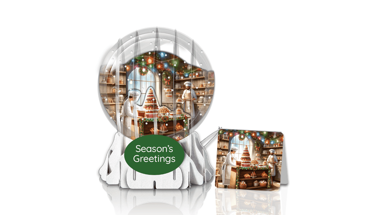 Holiday Bakery 3" Globe Greeting Card