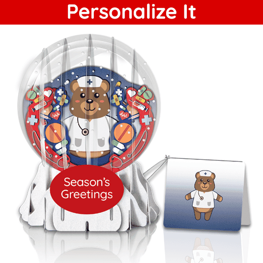 Teddy Care 3" Globe Greeting Card