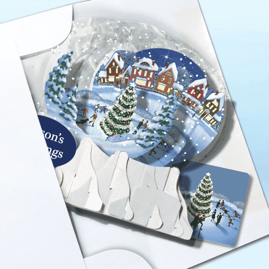 Skating Village 3" Globe Greeting Card