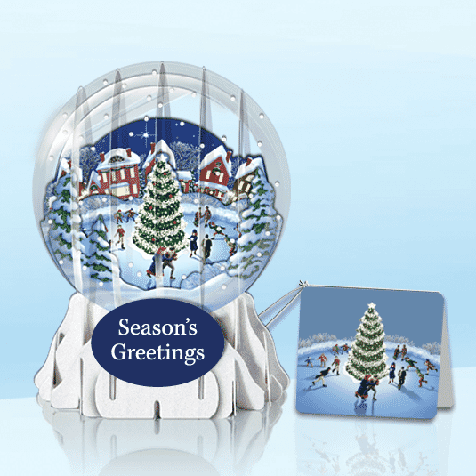 Skating Village 3" Globe Greeting Card