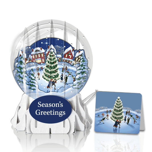 Skating Village 3" Globe Greeting Card