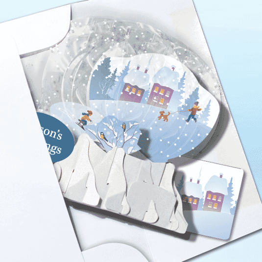 Sledding 3" Globe Greeting Card