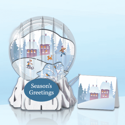 Sledding 3" Globe Greeting Card