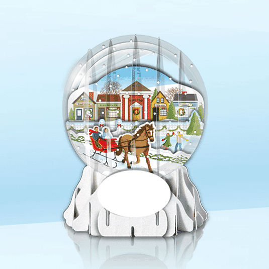 Sleigh Ride 3" Globe Greeting Card (3" x 3" x 4") (Sample)
