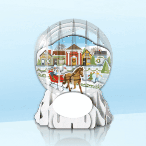 Sleigh Ride 3" Globe Greeting Card (3" x 3" x 4") (Sample)