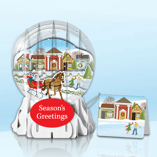 Sleigh Ride 3" Globe Greeting Card