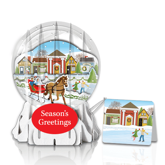 Sleigh Ride 3" Globe Greeting Card