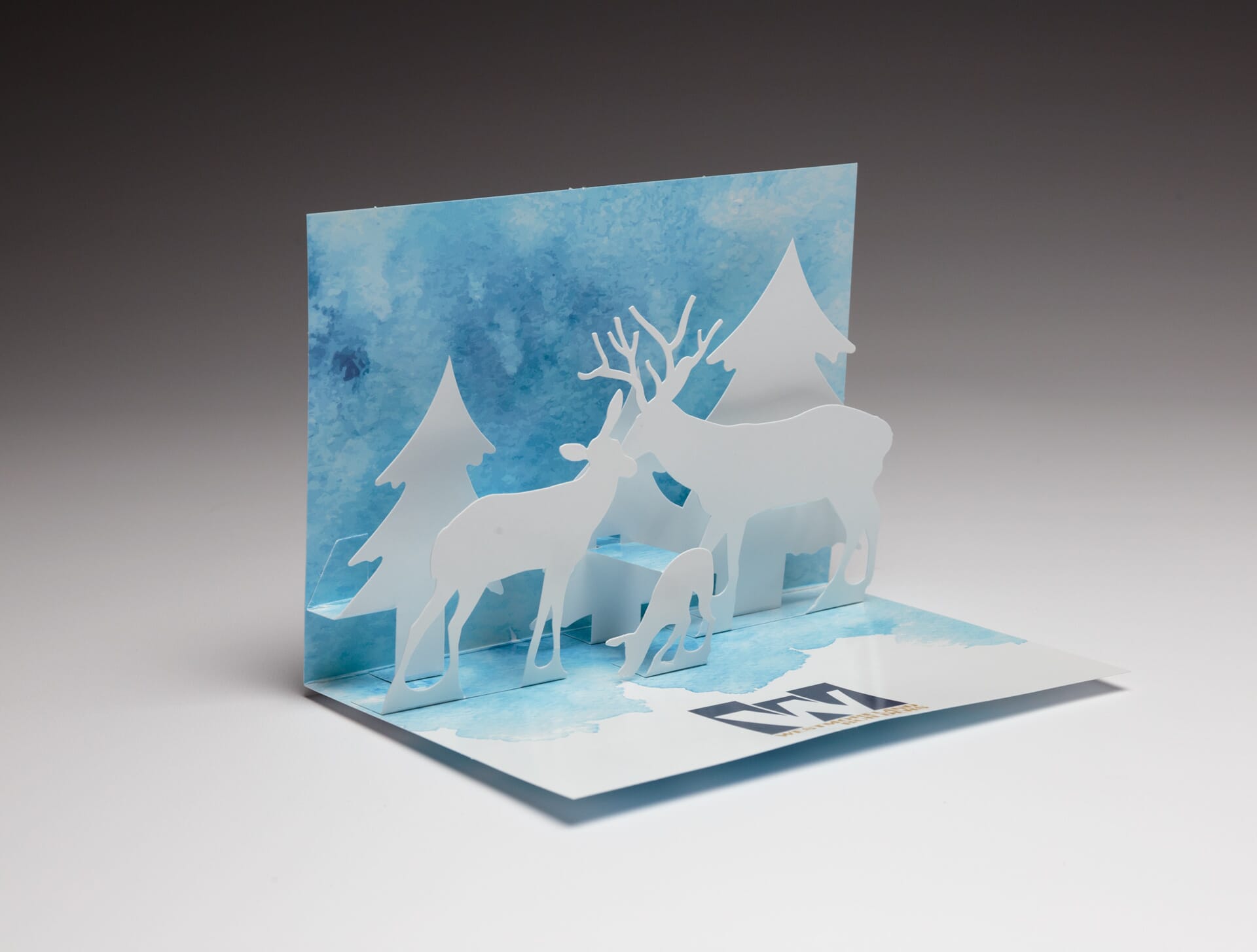 Red Paper Plane's Snow Scene Holiday Card features an intricate staged holiday design. 