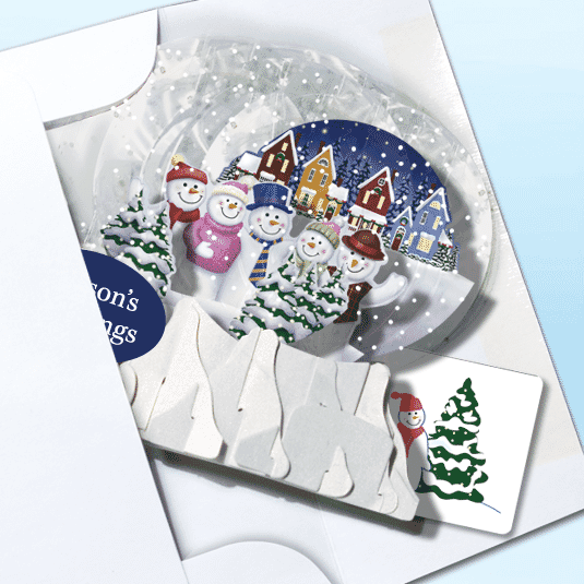 Snowmen 3" Globe Greeting Card