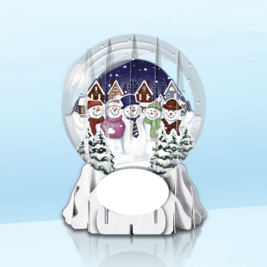 Snowmen 3" Globe Greeting Card (3" x 3" x 4") (Sample)
