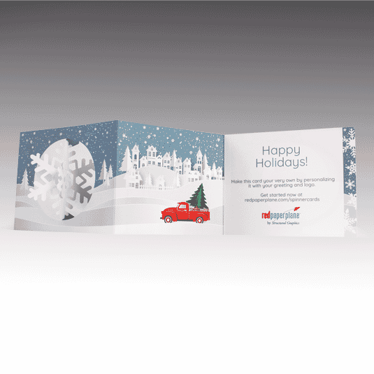 Red Truck Snowflake Spinner Holiday Card (6.625" x 4.875") (Sample)