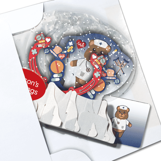 Teddy Care 3" Globe Greeting Card