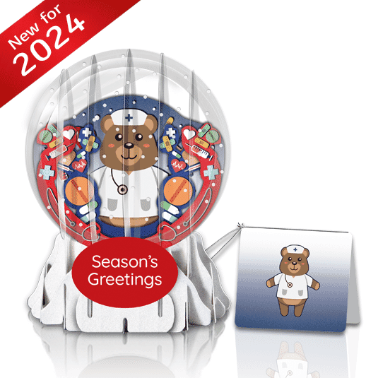 Teddy Care 3" Globe Greeting Card