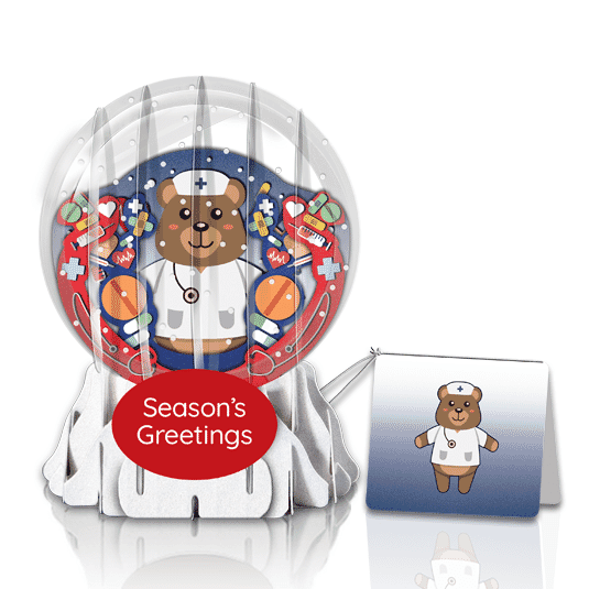 Teddy Care 3" Globe Greeting Card