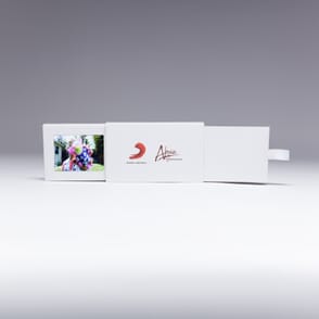 Send a marketing message that's small, but mighty with Red Paper Plane's 2.4" Video Extendo Business Card. Pulling the tab reveals an additional panel that contains a 2.4" video screen, customizable with your marketing message.
