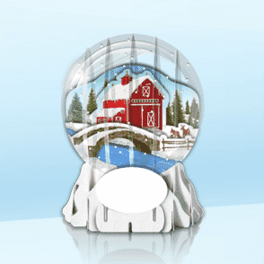 Winter Barn 3" Globe Greeting Card (3" x 3" x 4") (Sample)