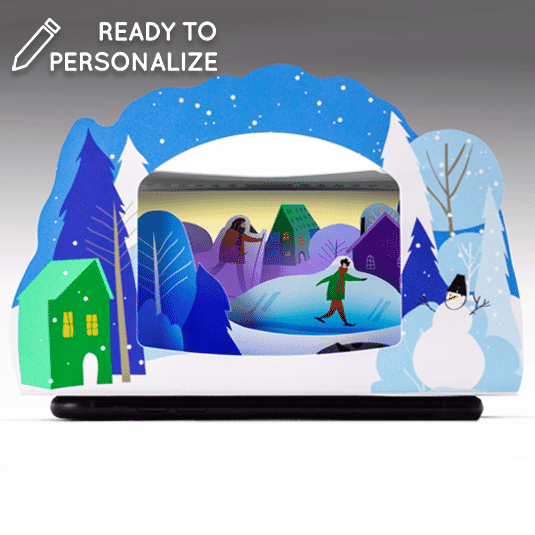 Winter Village Lightbox Greeting Card