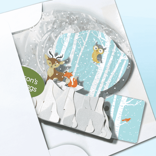 Woodland Wildlife Globe Greeting Card (3" x 3" x 4") (Sample)
