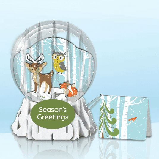 Woodland Wildlife Globe Greeting Card (3" x 3" x 4") (Sample)