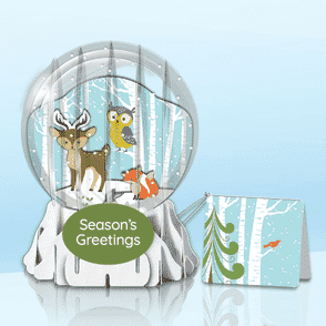 Woodland Wildlife Globe Greeting Card (3" x 3" x 4") (Sample)