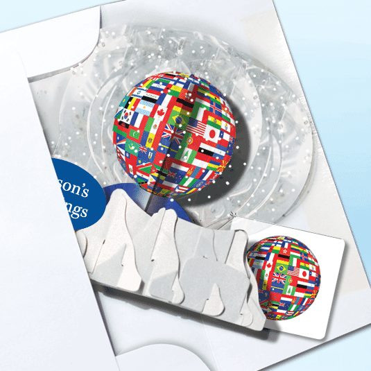 World Flags 3" Globe Greeting Card