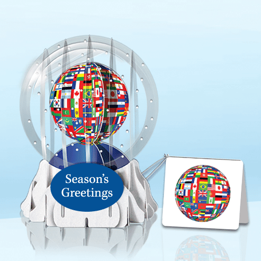 World Flags 3" Globe Greeting Card